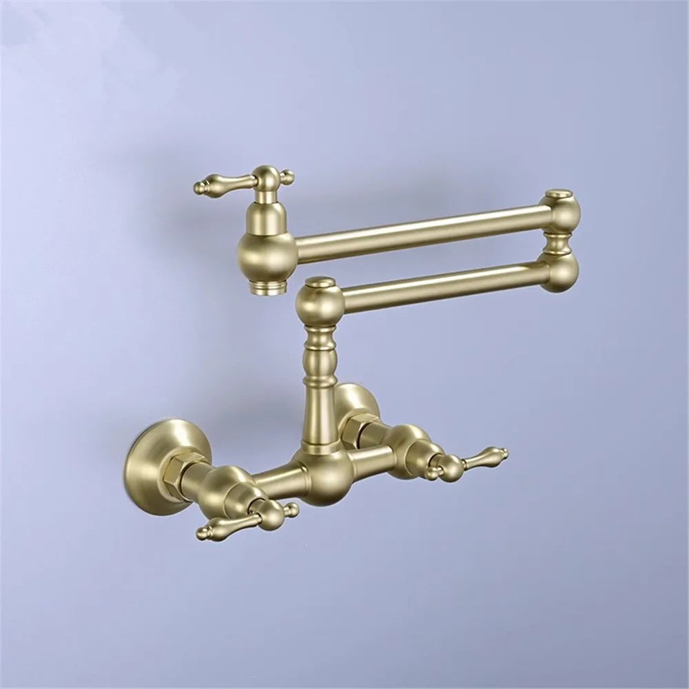 Brushed Gold Pot Filler Tap Black Foldable Faucet