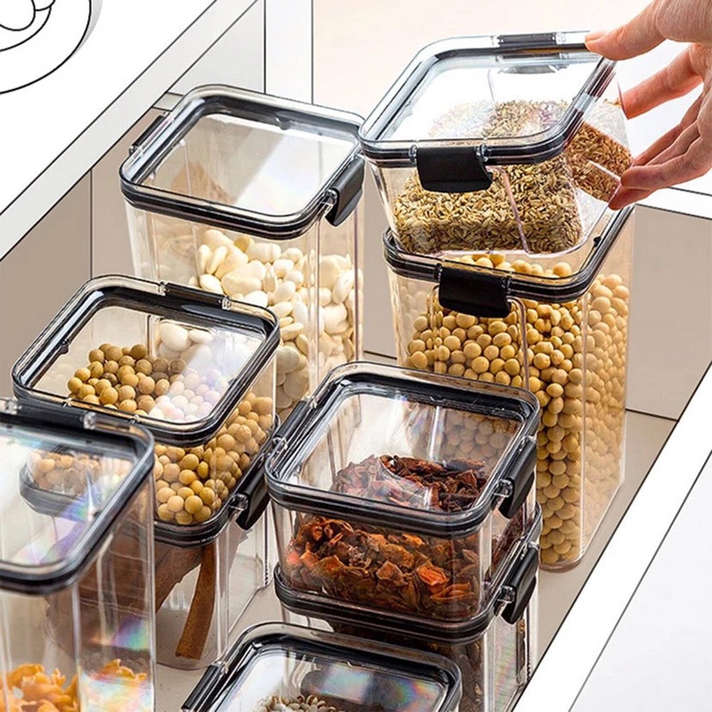 1-4pcs Sealed Jars Organizer Grain Storage Boxes Large