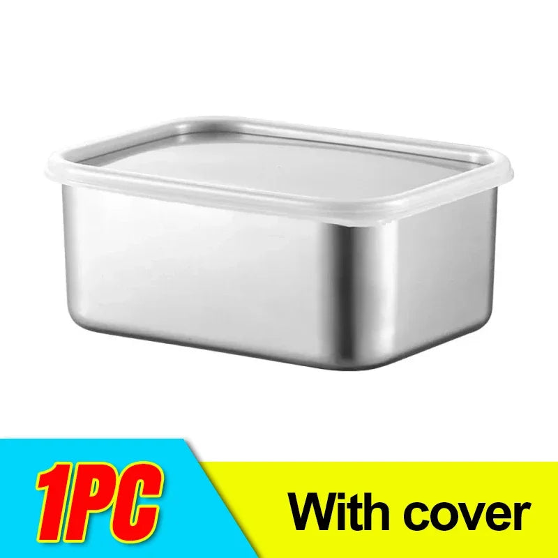 Stainless Steel Food Storage Container Fridge Fresh-Keep Storage