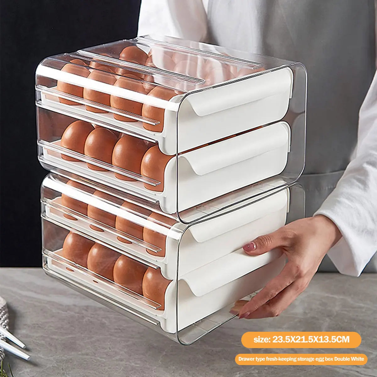 Auto Rolling Egg Holder Refrigerator 2-Layer 24 Egg