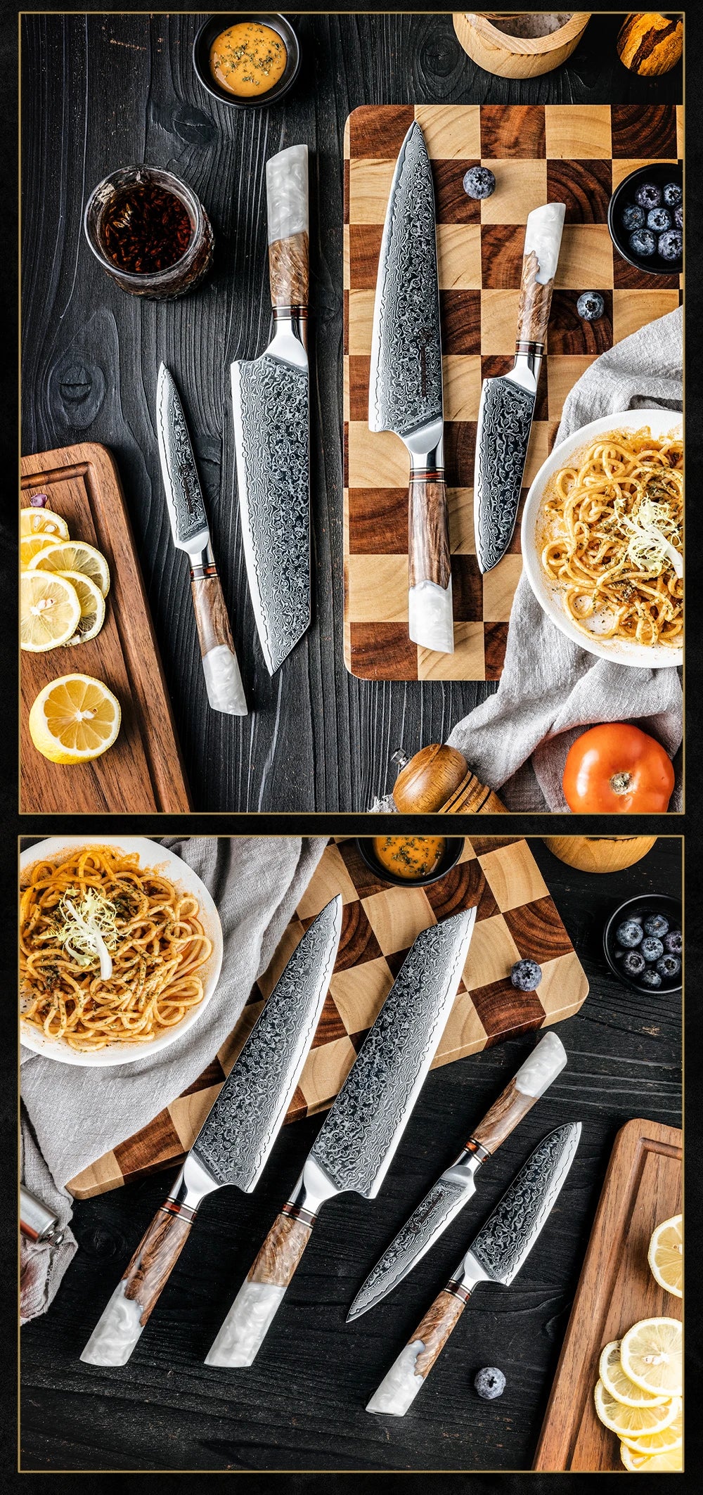 Grandsharp 1-4 Pieces Knife Damascus Steel 10cr15c0mov Steel
