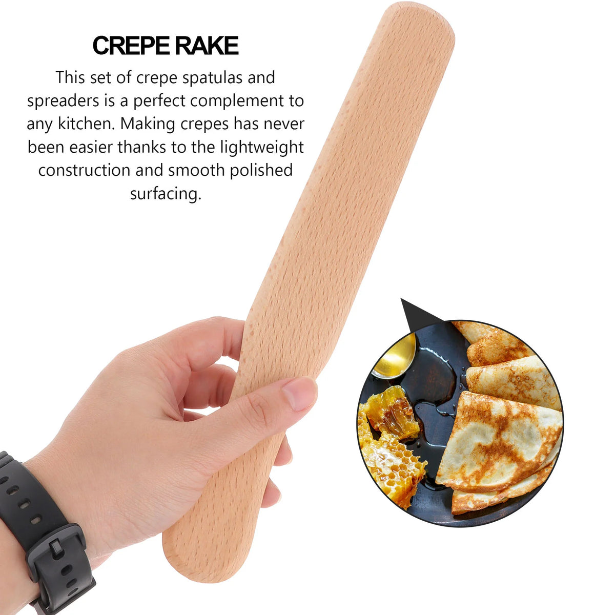 Wooden Crepe Rake Pancake Maker Cooking Utensils Pie