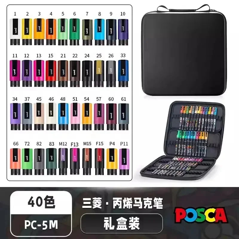 Uni Posca Markers Colors Pc-1m/3m/5m Acrylic Gift Box
