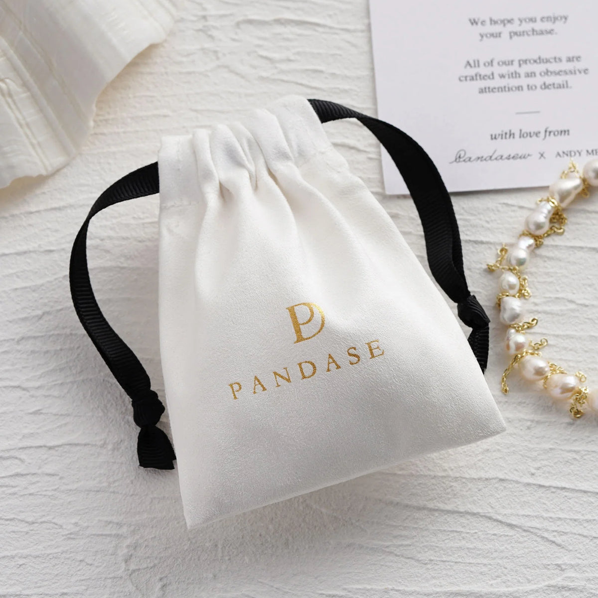 Luxury Suede Jewelry Storage Bag Ribbons Custom Logo
