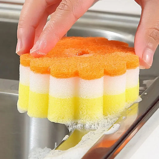 Practical Sponges Scouring Pads Flower Shape Sponge Brush