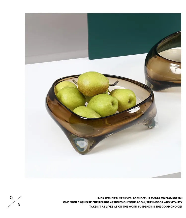 Glass Tray Geometric Triangle Transparent Glass Fruit Tray