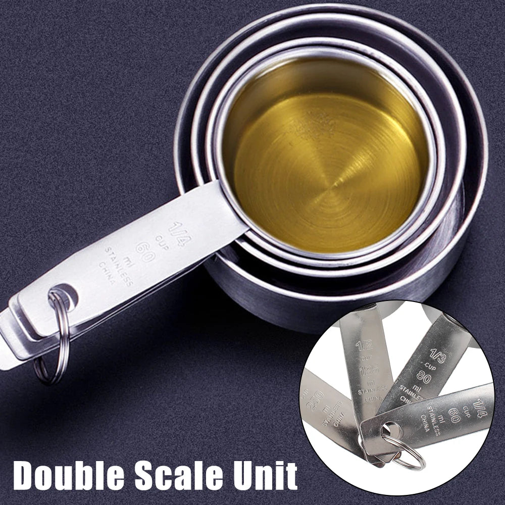Stackable Measuring Cups Spoons Baking Stainless Steel Coffee