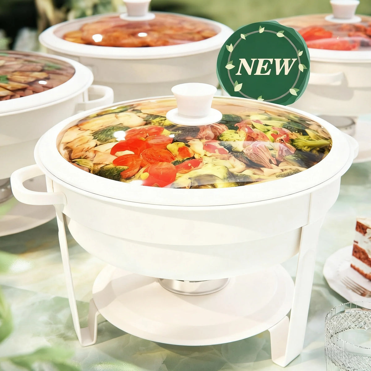 White Chafing Dishes Buffet Glass Lid 5qt 1-2-4pack