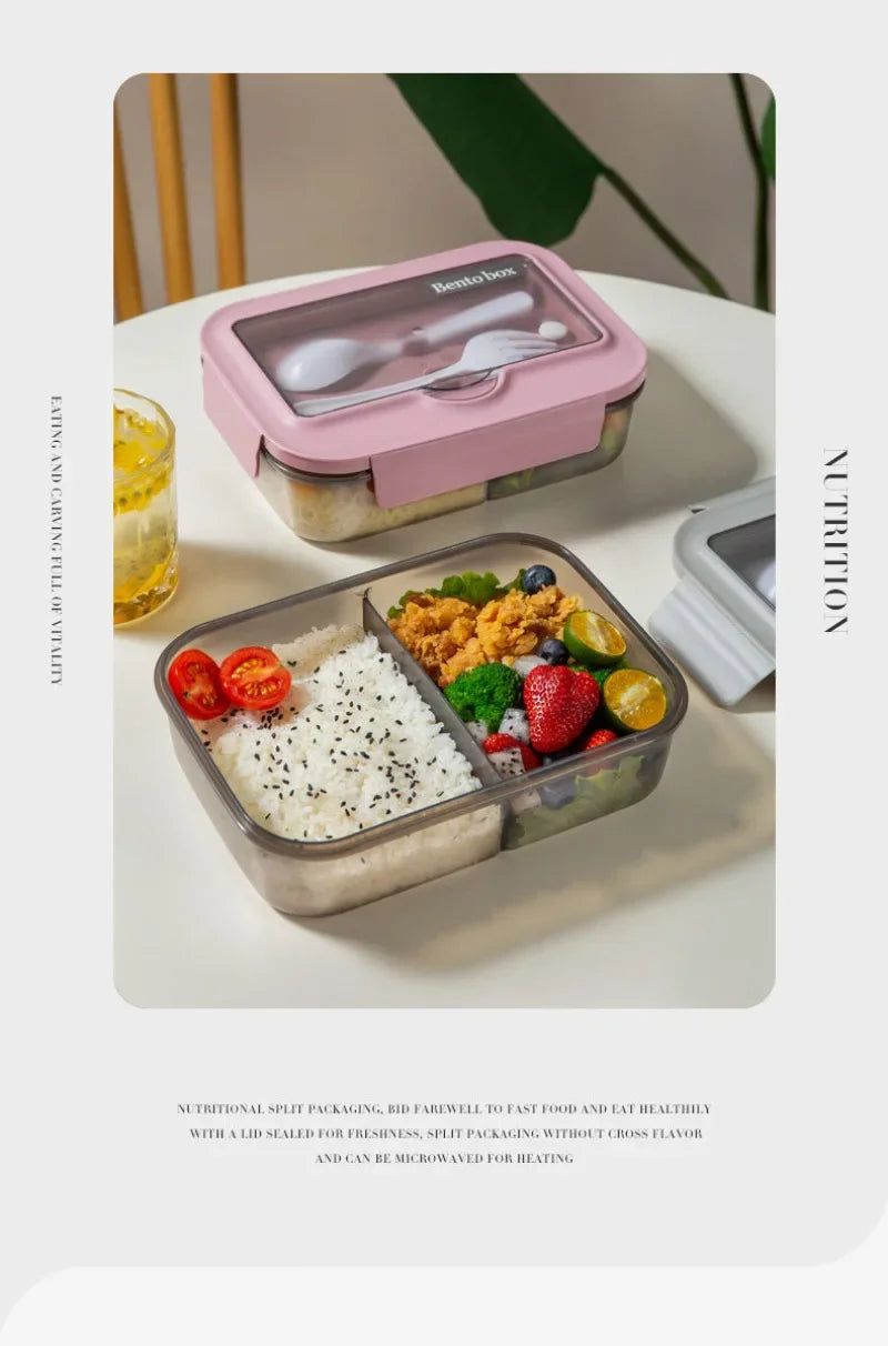 Lunch Box Tableware Office Workers Square Divided Microwave