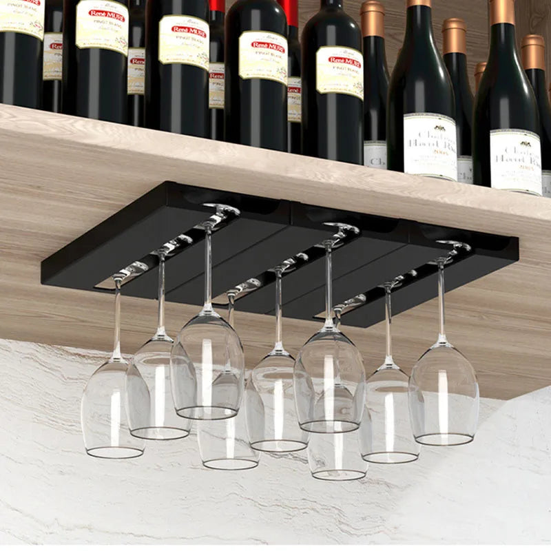No Drill Creative Upside Down Wine Glass Rack