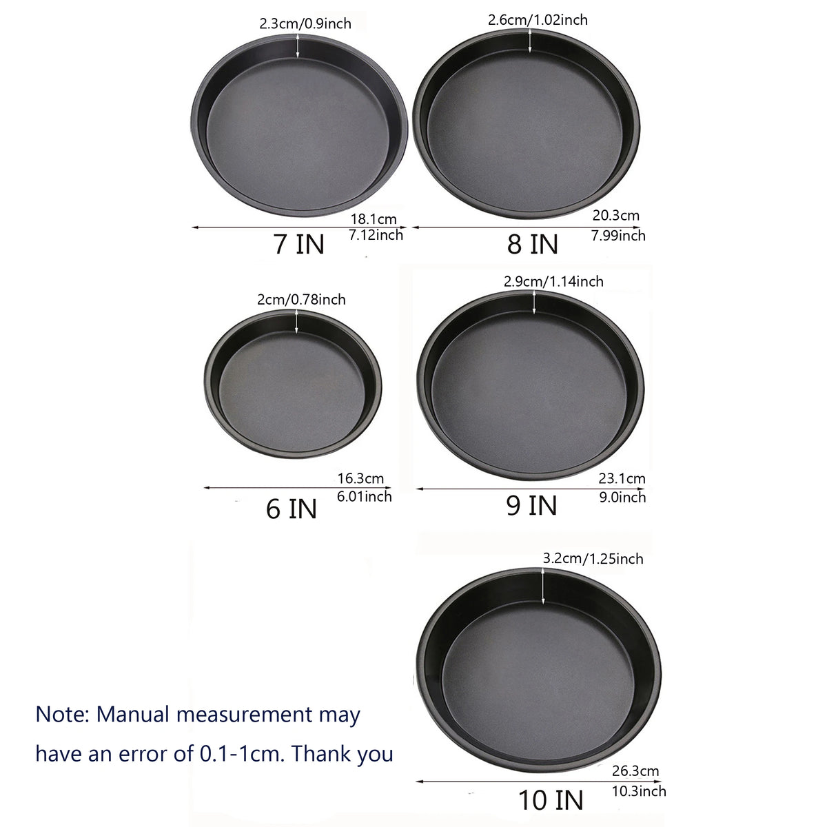 6/7/8/9/10 Inch Black Carbon Steel Non Stick Baking
