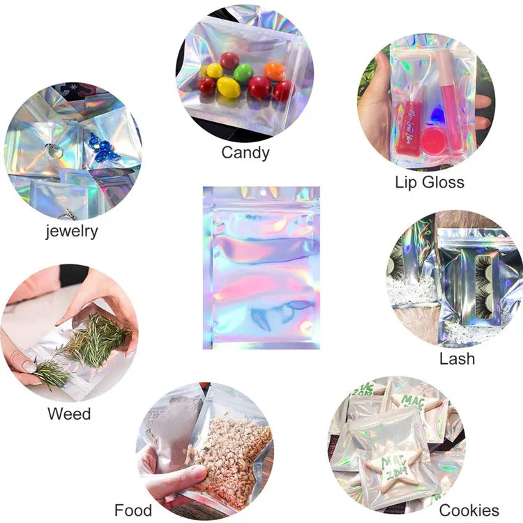 200pcs Resealable Translucent Holographic Storage Bag Hologram