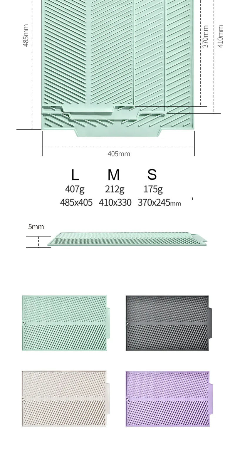 1pc Silicone Dish Drying Pad Non-Slip Dish Drying