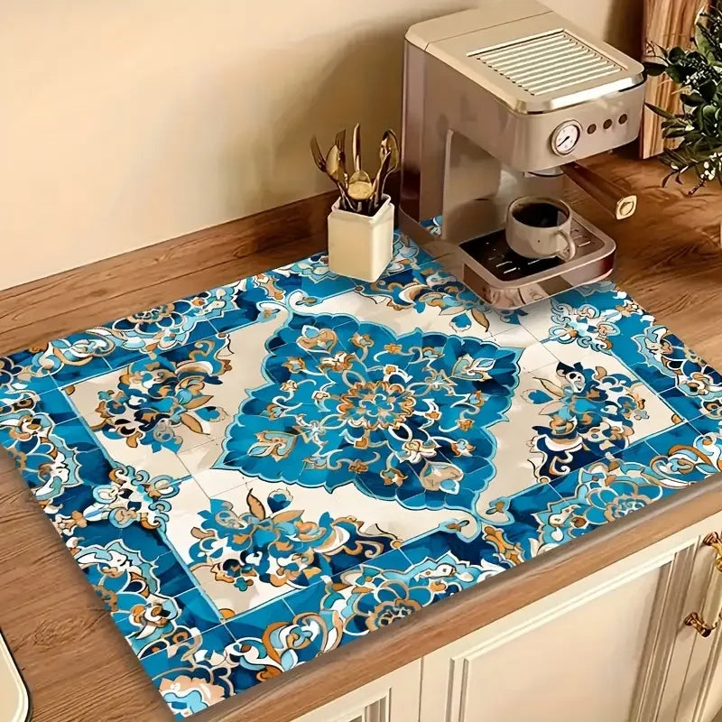 Dish Drying Mat Counter Absorbent Coffee Bar Mat