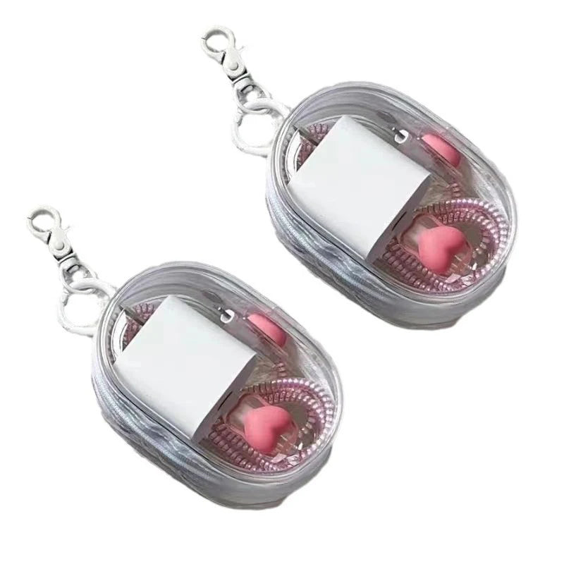 Mini Transparent Storage Bag Zipper Headphone Charger Case