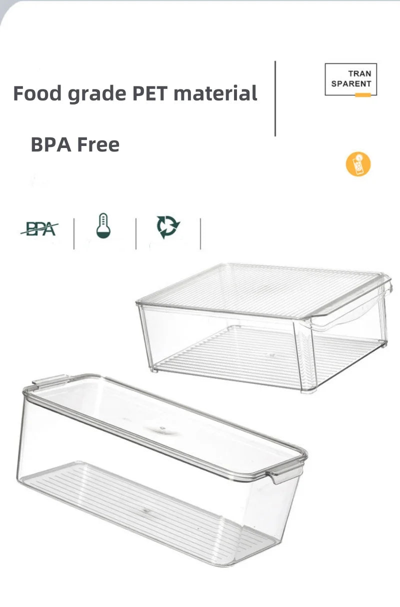 Fridge Organizer Stackable Refrigerator Organizer Bins Lids Clear