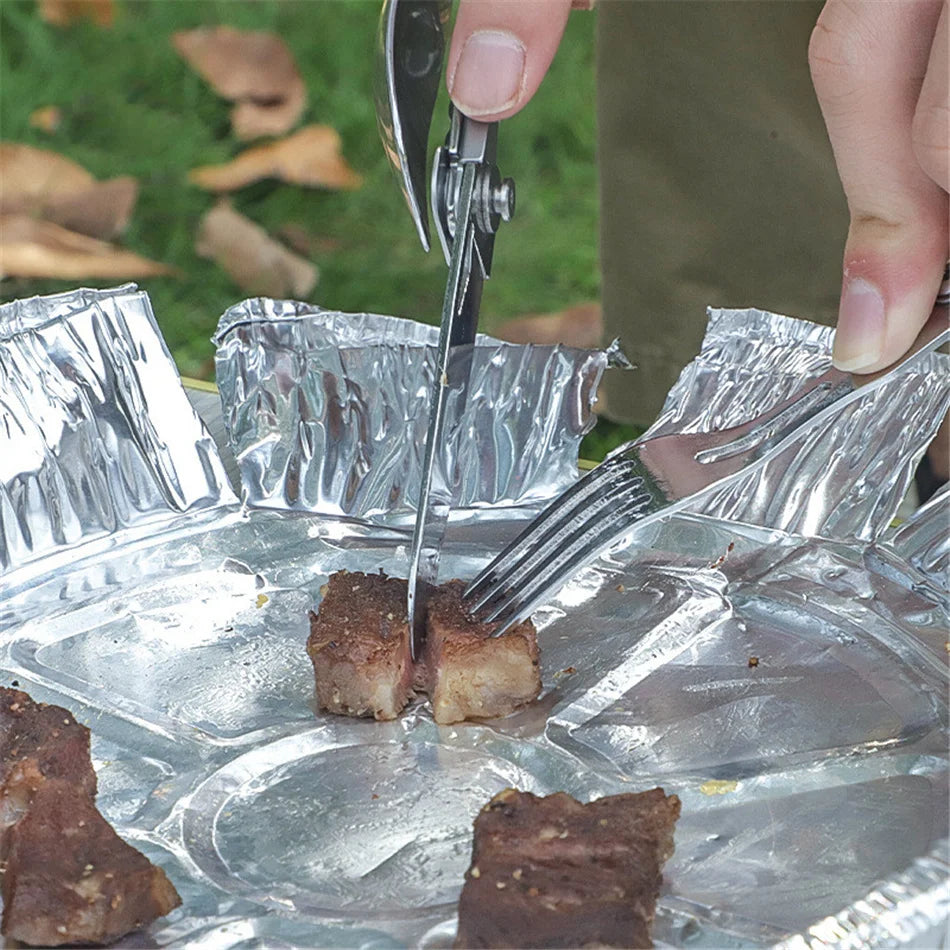 Multi-Function Camping Fork Spoon Foldable Knife Fork Spoon