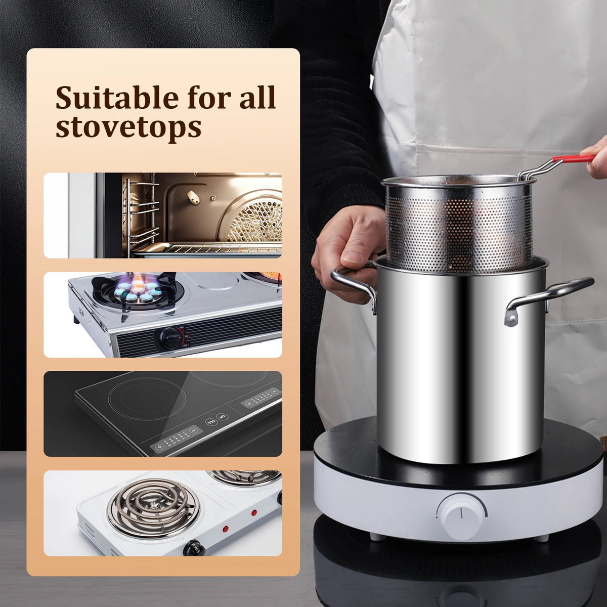 Deep Frying Pot Stainless Steel Fryer Pan Fry