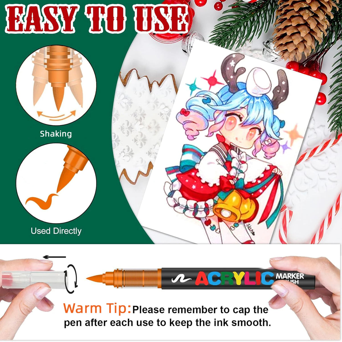12-366 Colors Acrylic Marker Waterproof Acrylic Brush Marker