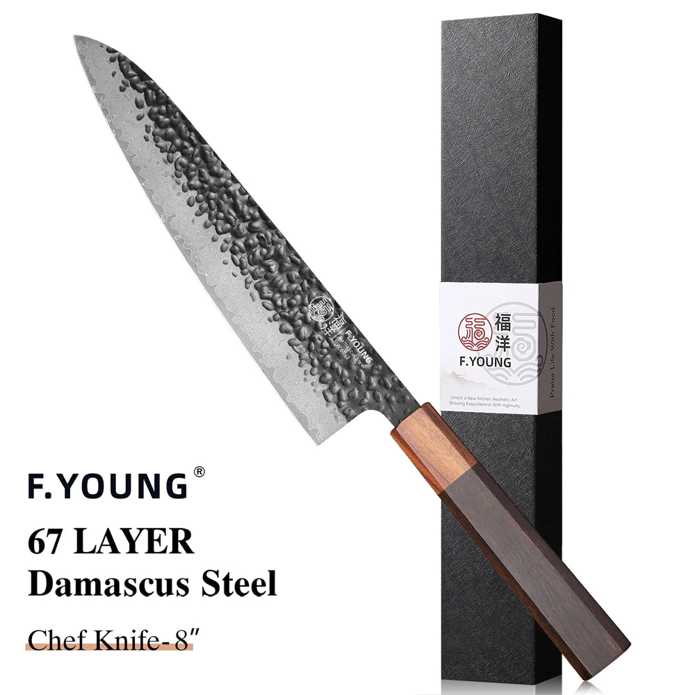 Young Japanese Handmade Chef Knife 67 Layer Damascus