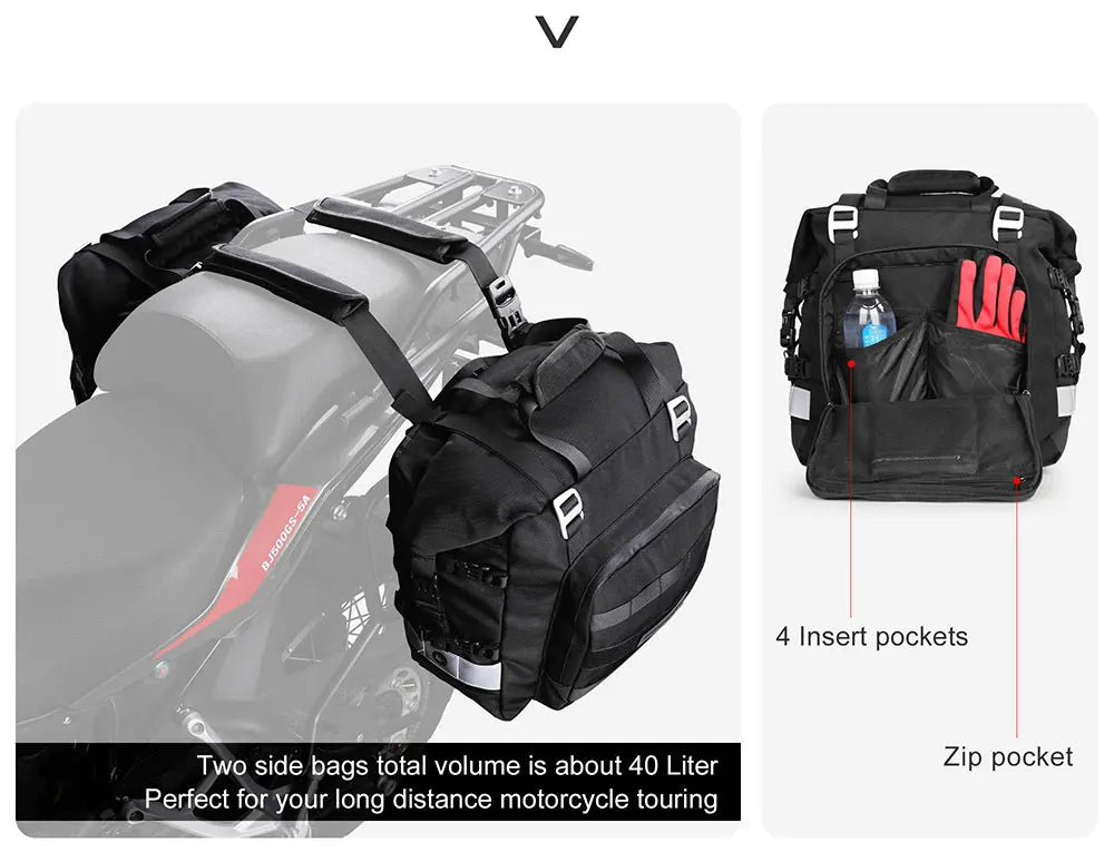 Rhinowalk 2pcs Motorcycle Saddle Bag Motor Bag 3d