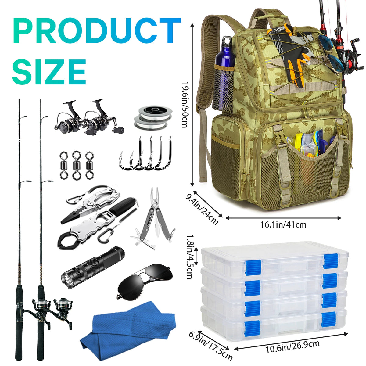 45l Fishing Backpack Cooler Fishing Tackle Storage Bag