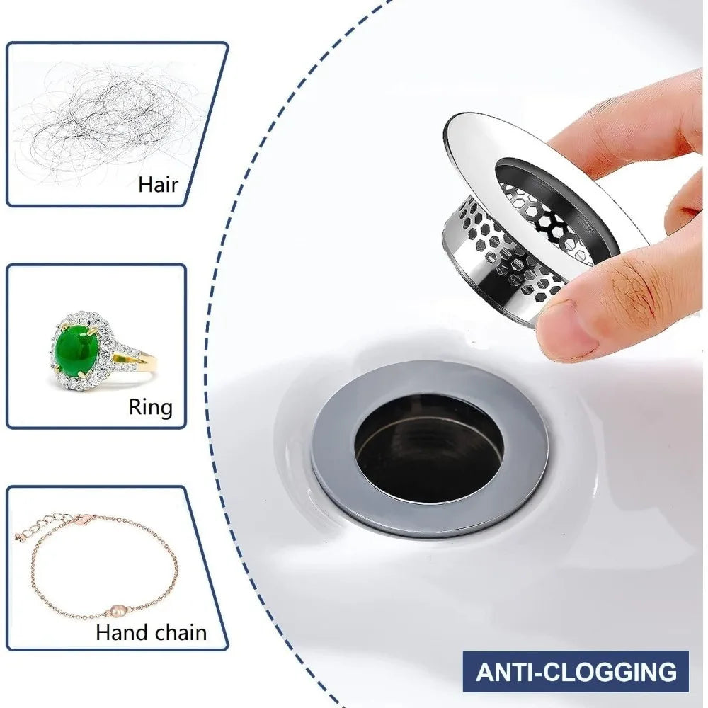Universal Stainless Steel Bathroom Sink Strainer Hair Catcher