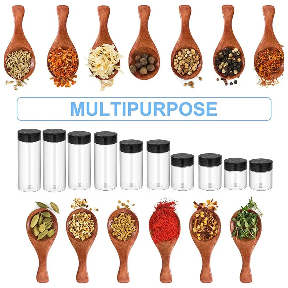 1/20pcs Clear Plastic Spice Bottles Salt Pepper Shaker