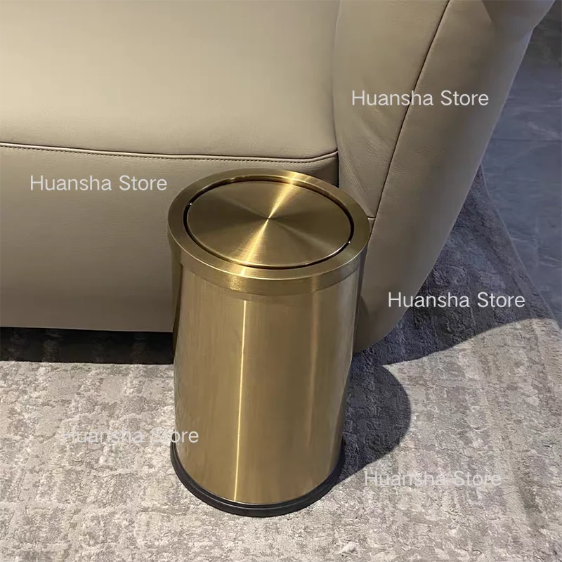 Stainless Steel Trash Can Gold Bathroom Bedroom Recycle