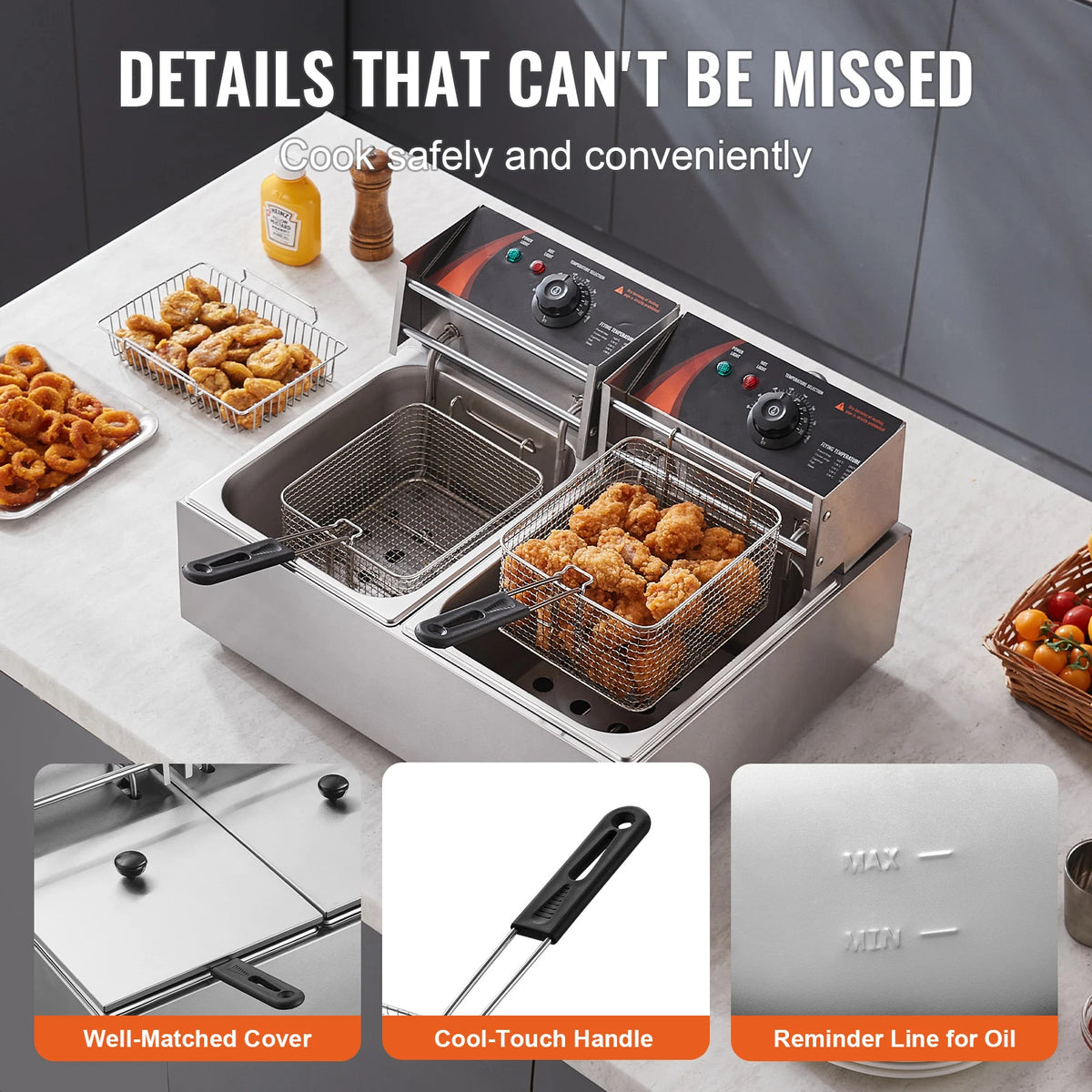 Succebuy 12l Commercial Electric Deep Fryer W/Dual Tanks