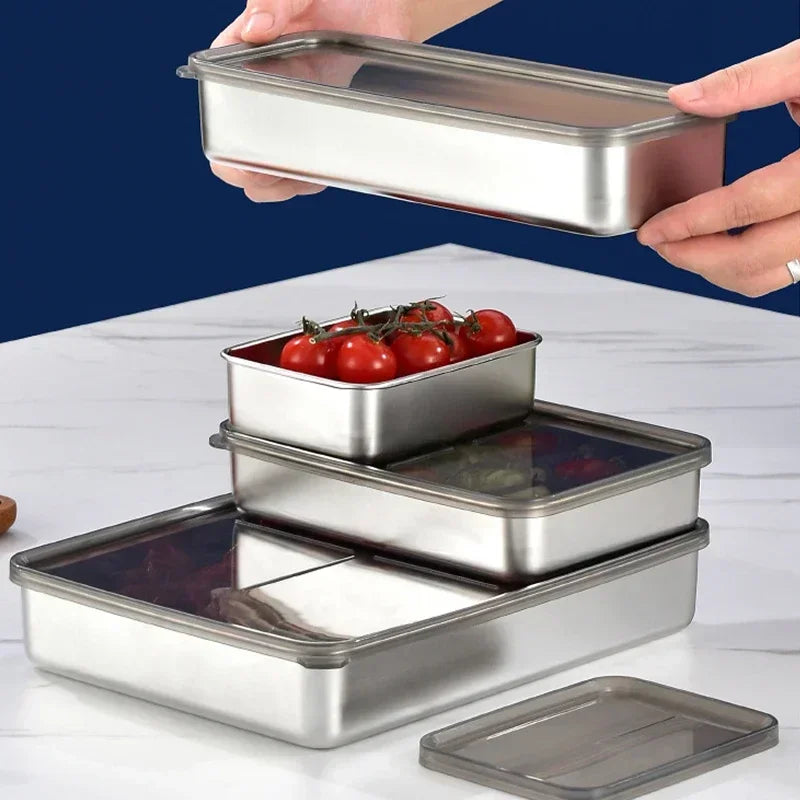 Stainless Steel Food Storage Serving Trays Rectangle Sausage