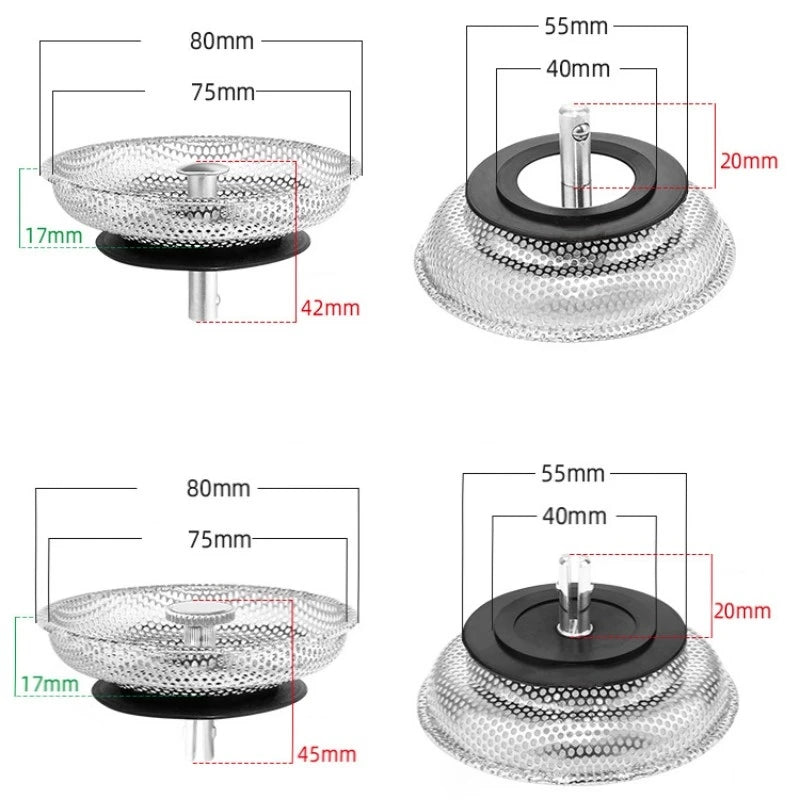 Waste Plug Sink Strainer Stainless Steel Basin Drain