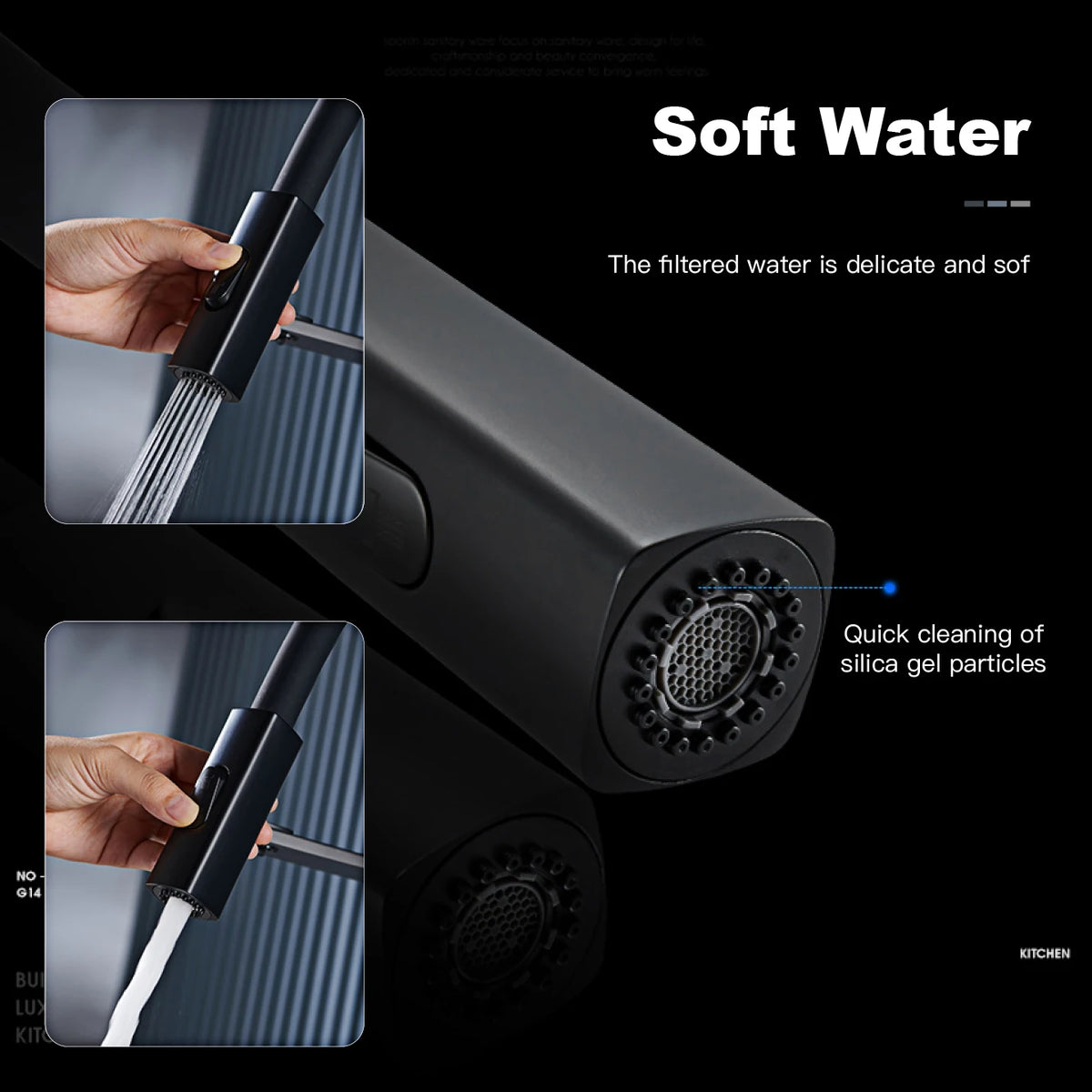 High End Black Brass Faucet Magnetic Suction Design