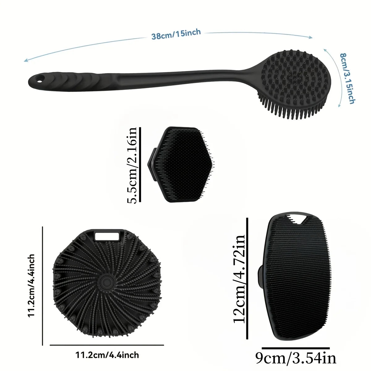 1-4-Piece Bath Brush Soft Silicone Bath Brush Non-Slip