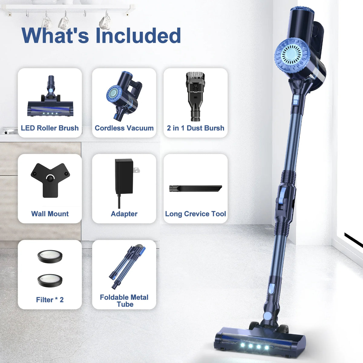 Prettycare W400 Cordless Vacuum Cleaner 25kpa 40 Mins