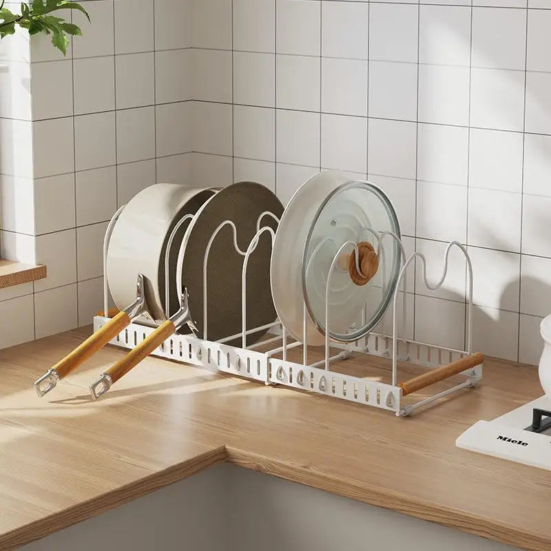 Expandable Pots Pans Organizer Rack Adjustable Rustproof Cookware