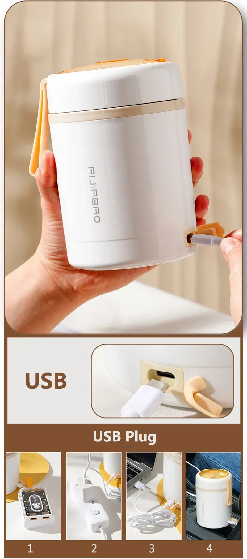 Plug-In Heated Lunch Box Constant Temperature Breakfast Cup