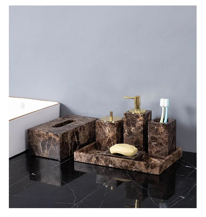 Emperador Dark Natural Marble Bathroom Brown Luxury Toothbrush