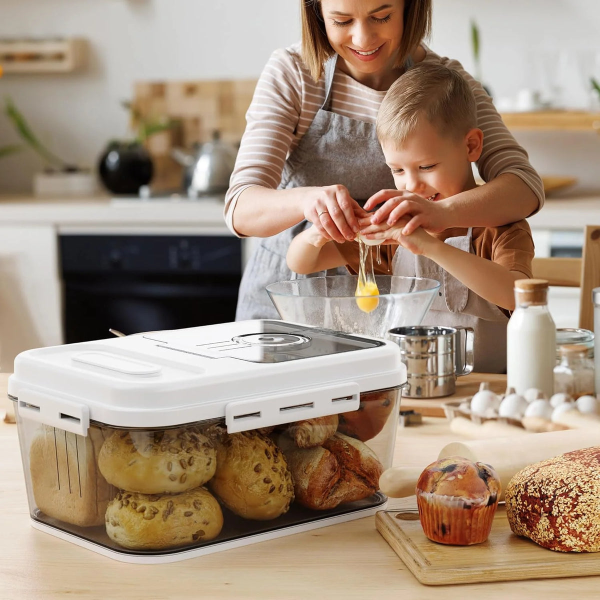 Bread Box Countertop Airtight Bread Storage Container Time