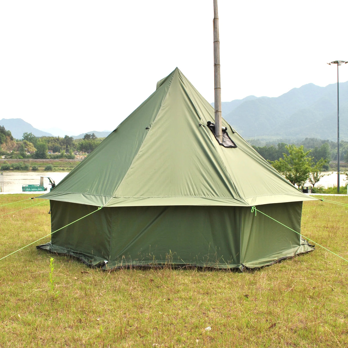 Person Large Pyramid Tent Four Seasons Camping Chimney