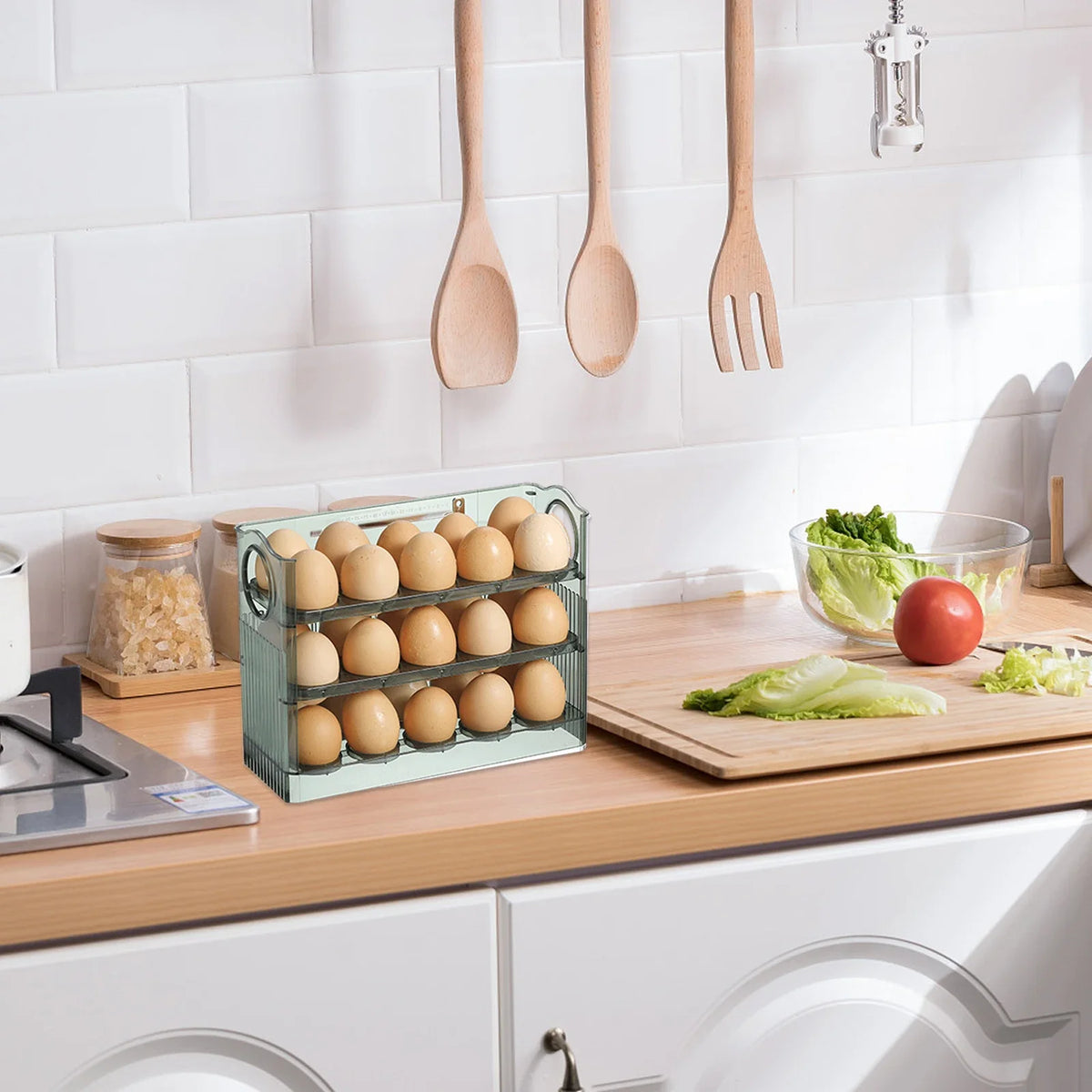 1pcs High-Capacity Multilayer Egg Storage Box Refrigerator Side