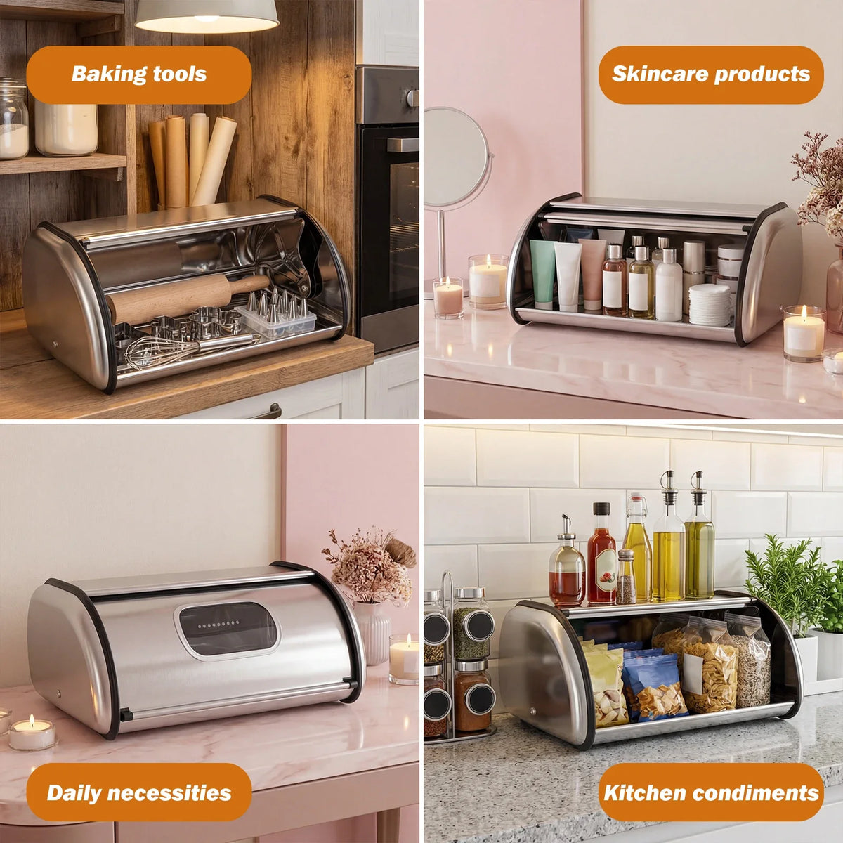 Stainless Steel Bread Box Large Capacity Bread Storage