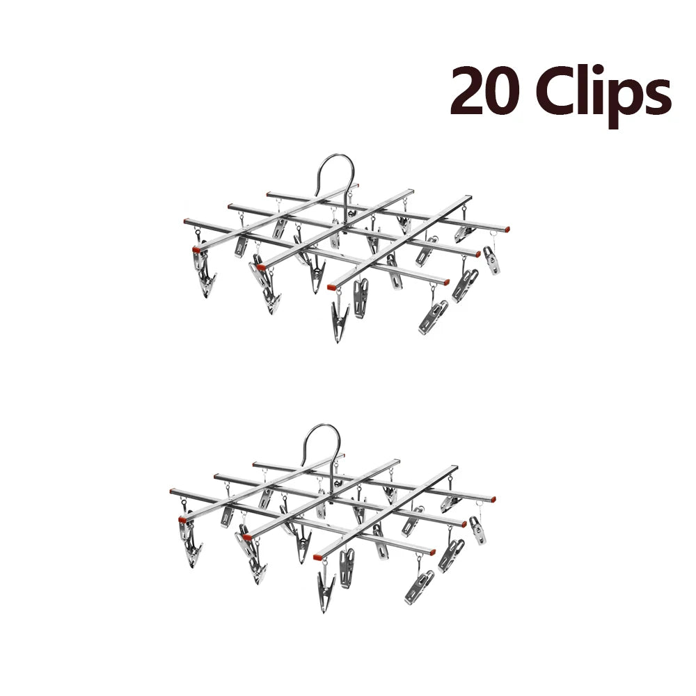 20/35 Clips Folding Drying Rack Stainless Steel Windproof