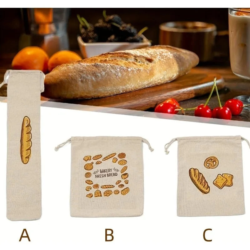 Reusable Linen Drawstring Bread Storage Bag Washable Storage