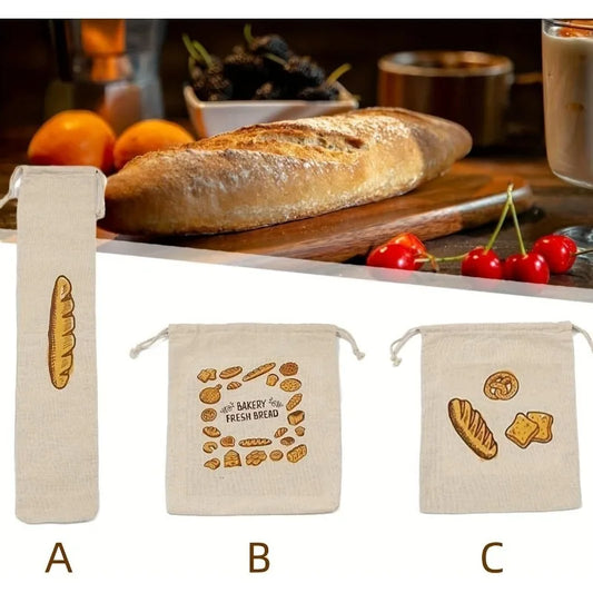 Reusable Linen Drawstring Bread Storage Bag Washable Storage