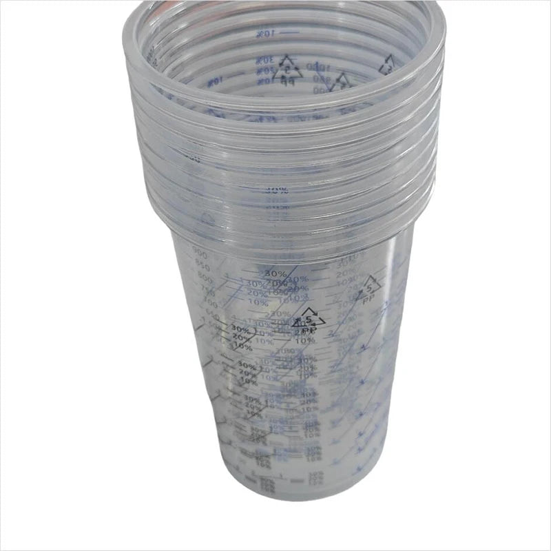 10pcs Disposable Measuring Cups 1000ml Clear Graduated Plastic