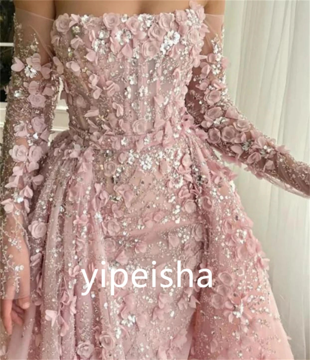 Customized Intricate Elegant Off-The-Shoulder Ball Gown Party