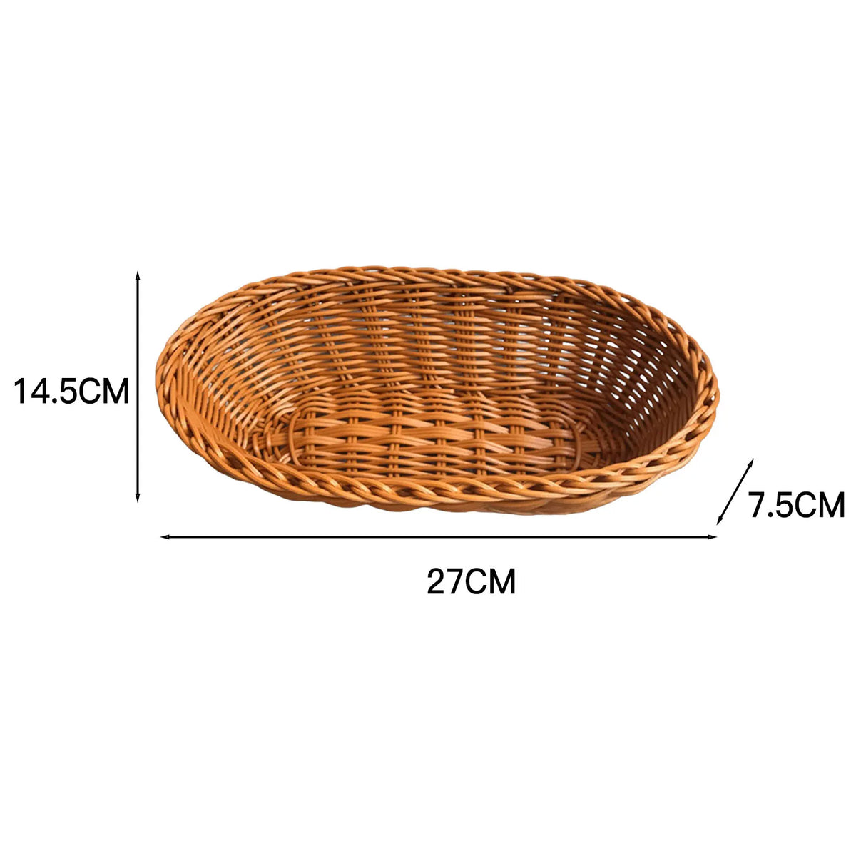 Handmade Oval Rattan Bread Basket Woven Food Fruit