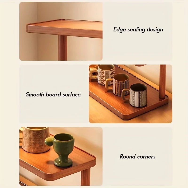 Wooden Tier Countertop Organizer Handles Multi Purpose Storage