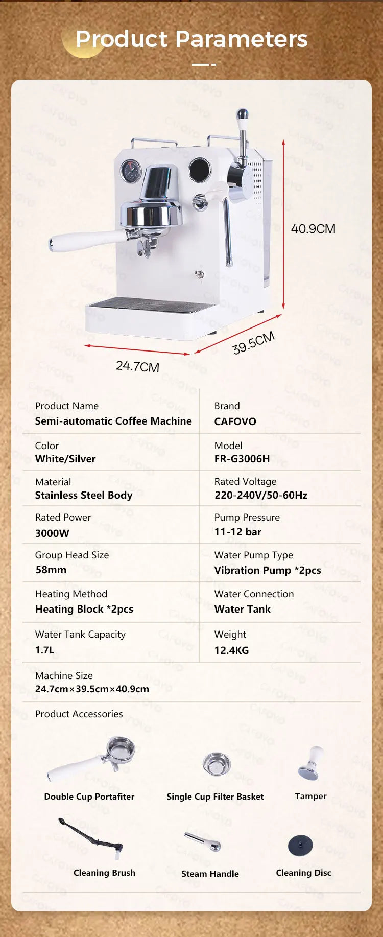 Gemilai Owl Pro3006h Small Semi-Automatic Coffee Machine Freshly